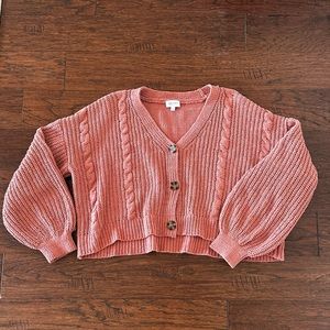 True Craft bishop sleeved oversized button up cropped cardigan Sz XL